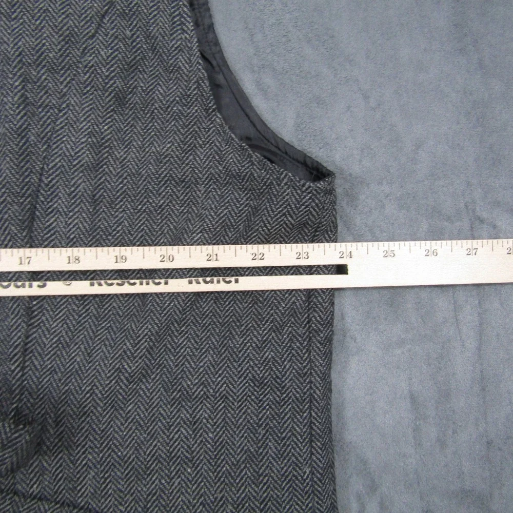Herringbone Waistcoat Vest Mens XL Gray Tweed Cinch Back Formal Wedding